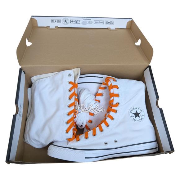 Converse CTAS XXHI Mens 10.5 White Orange Elastic Laced Knee High Sneaker Boot - Picture 9 of 10